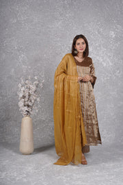 Gold & grey tissue silk kurta set