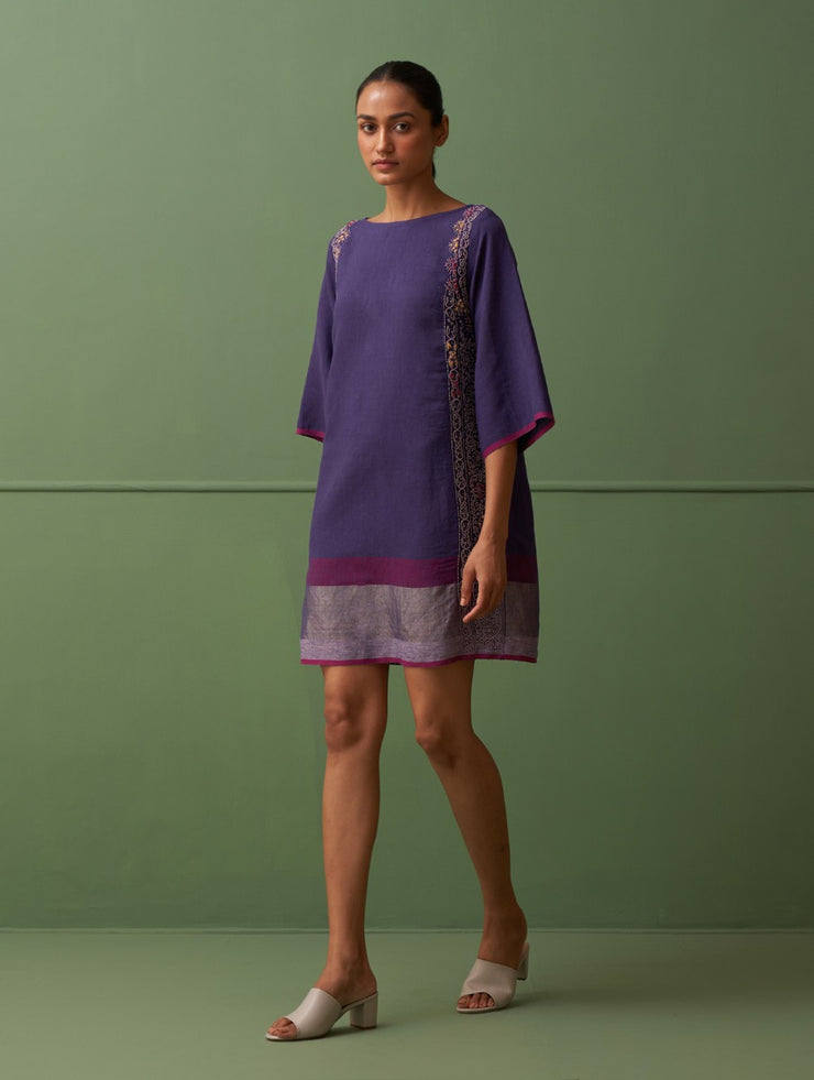 Rachida Hand-Embroidered Dress - Byzantium