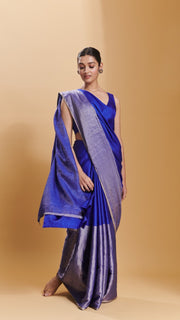 Blue Confluence silk satin  saree
