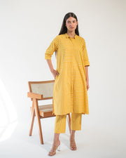 Yellow Stripe Shirt Dress and Pant Set (Set of 2)