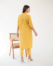 Yellow Stripe Shirt Dress and Pant Set (Set of 2)