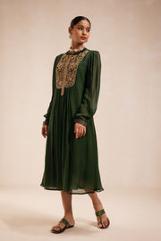 Green Intricate Embroidery Dress