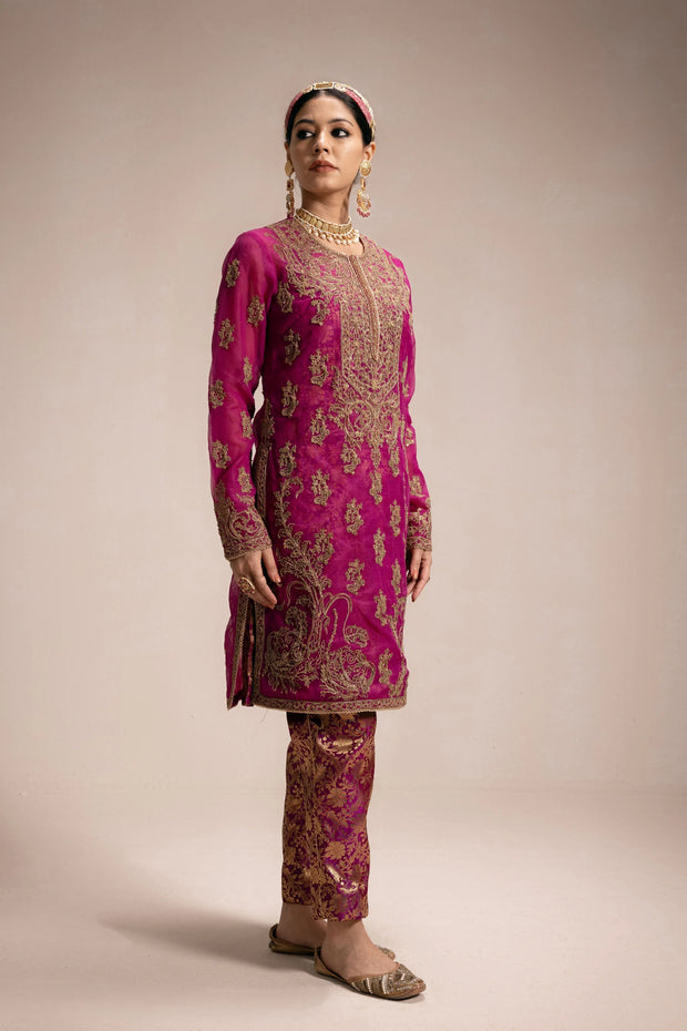 Magenta Embroidery Kurta Set