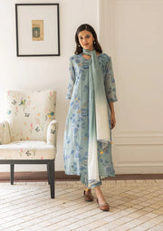 POWDER BLUE FLORAL KURTA SET