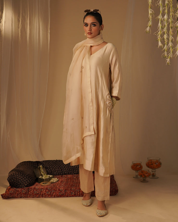 Ivory Silk Kurta Set