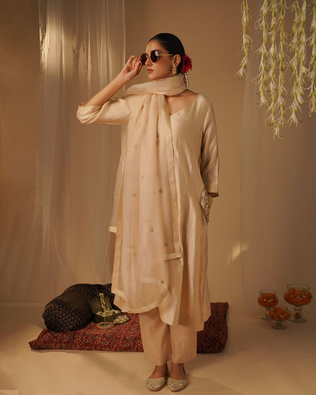 Ivory Silk Kurta Set