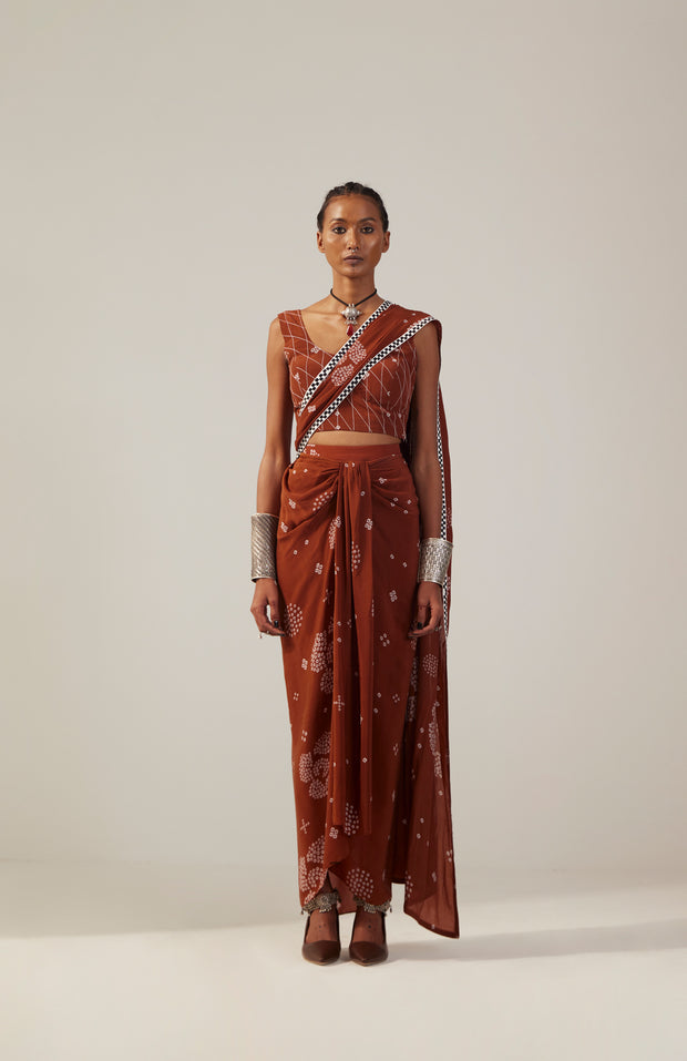 Pre draped saree skirt and Padded Blouse