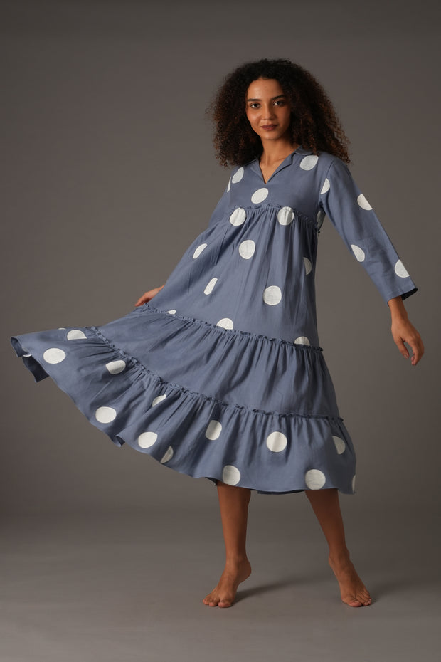 Powder Blue polka frill dress