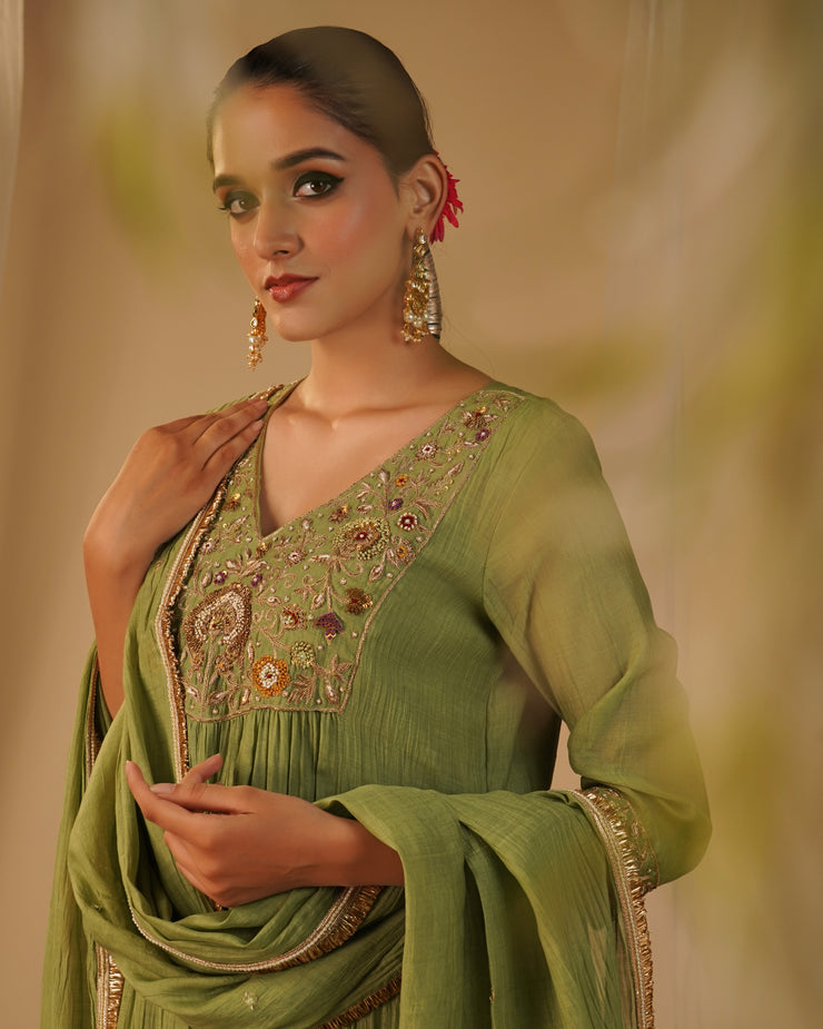 Soft Green Yoke Kurta Set