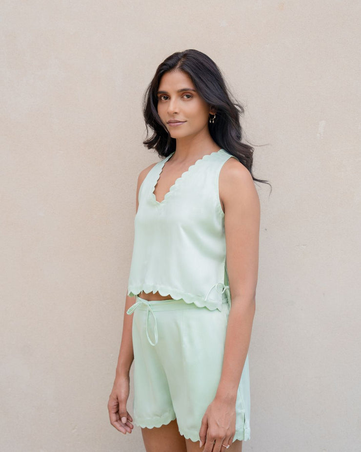 Sage Green Scalloped Top