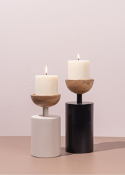 Elan Pillar Candle Holders - White & Black