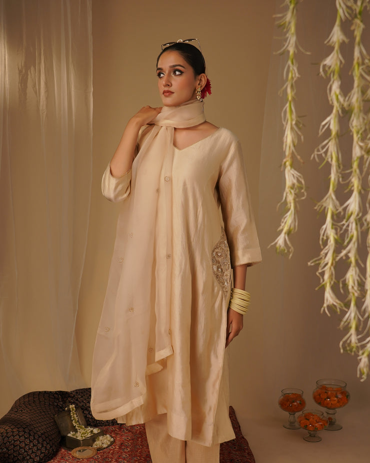 Ivory Silk Kurta Set