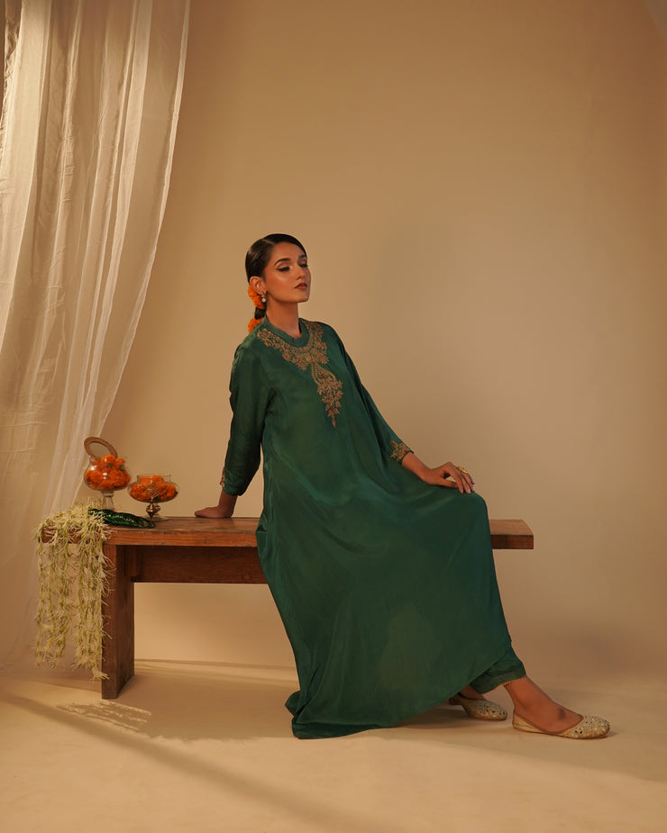 Green High-neck Tunic Set