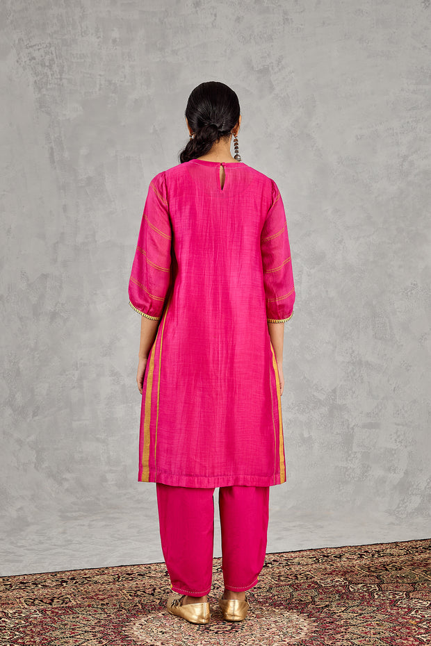 HOT PINK TREE EMBROIDERY KURTA