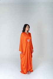 Orange-Pink Braided Long Kaftan