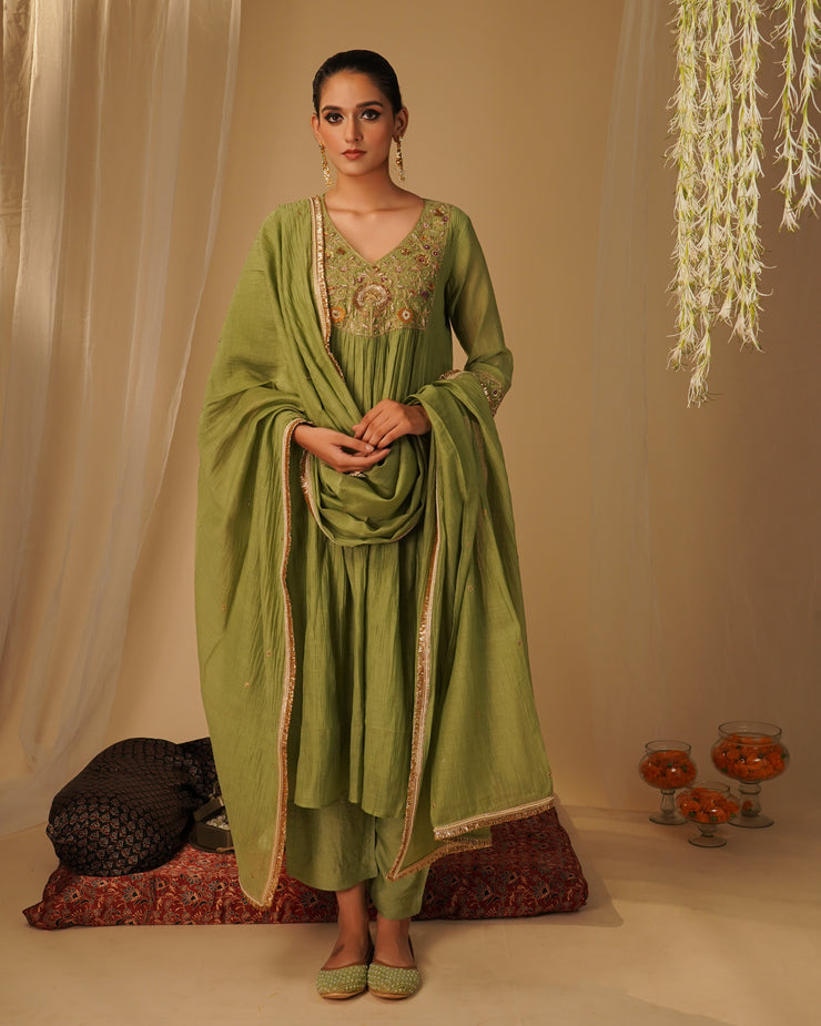 Soft Green Yoke Kurta Set