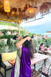 Purple- Green Short Kaftan Dress