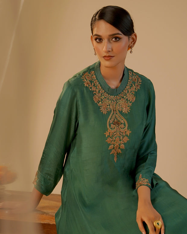 Green High-neck Tunic Set