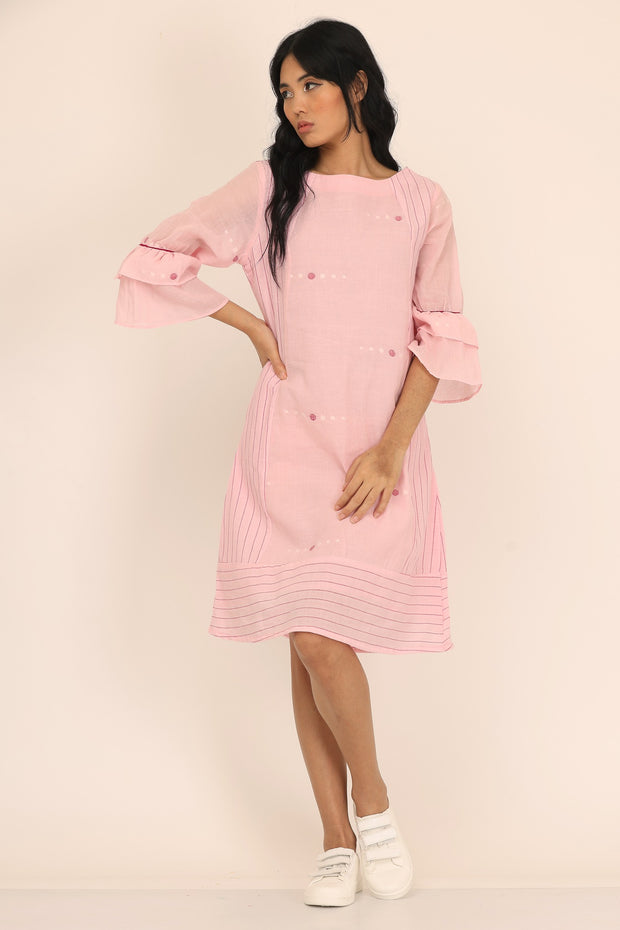 DOUBLE LAYER FRILL SLEEVES DRESS