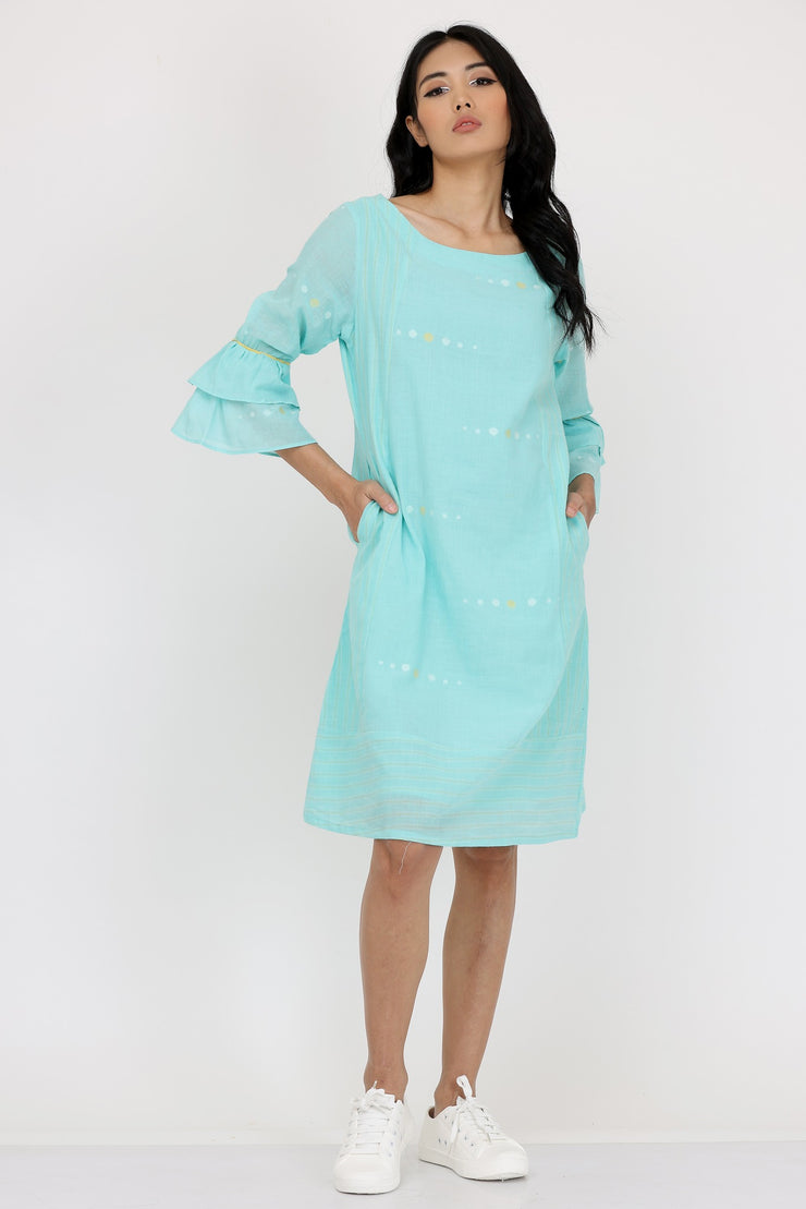 DOUBLE LAYER FRILL SLEEVES DRESS