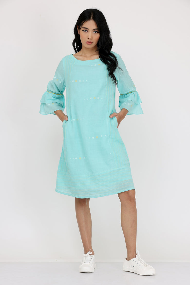 DOUBLE LAYER FRILL SLEEVES DRESS