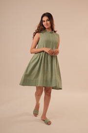 Soft Green Pleated Dress