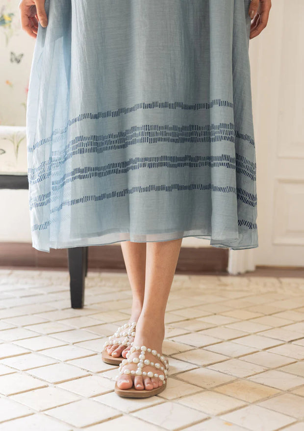 POWDER BLUE EMBROIDERED DRESS