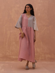 Adelina Color-Blocked Linen Dress
