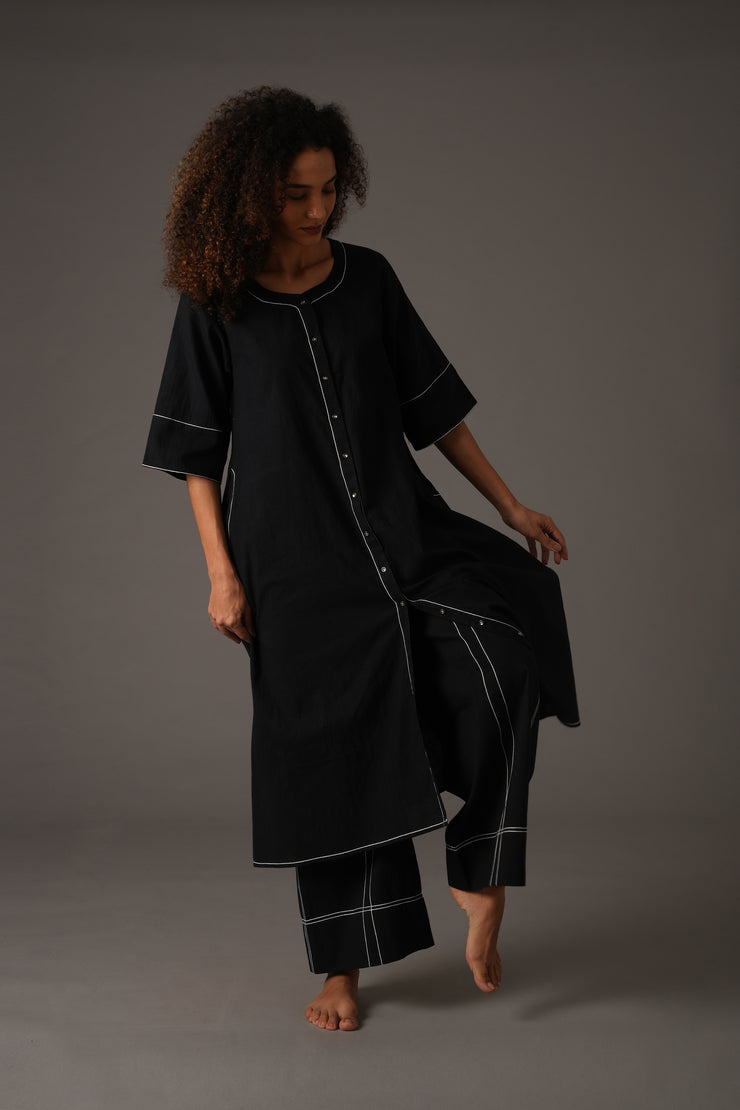 Black Embroidery  Dress Co-ord