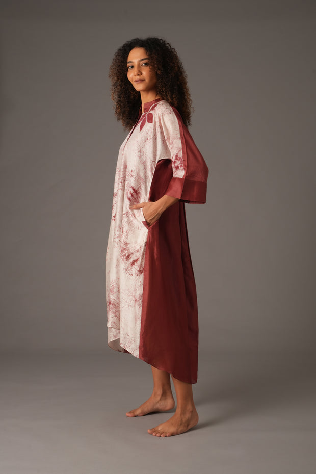 Texcher Print Gather's collar Dress