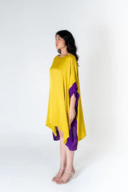 Yellow-Purple Short Kaftan Dress