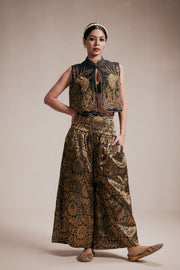 Luxurious Golden Embroided Jacket Set