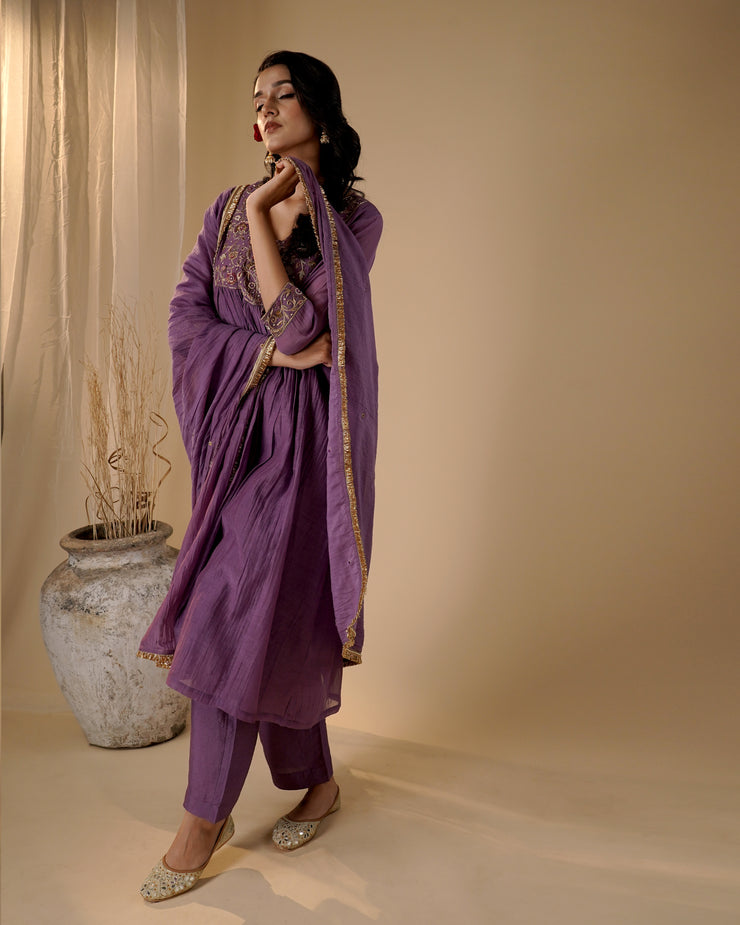 Lavender Yoke Kurta set