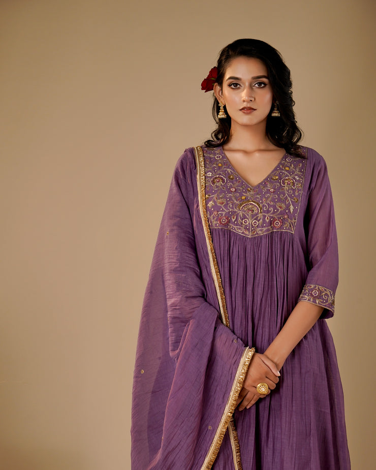 Lavender Yoke Kurta set