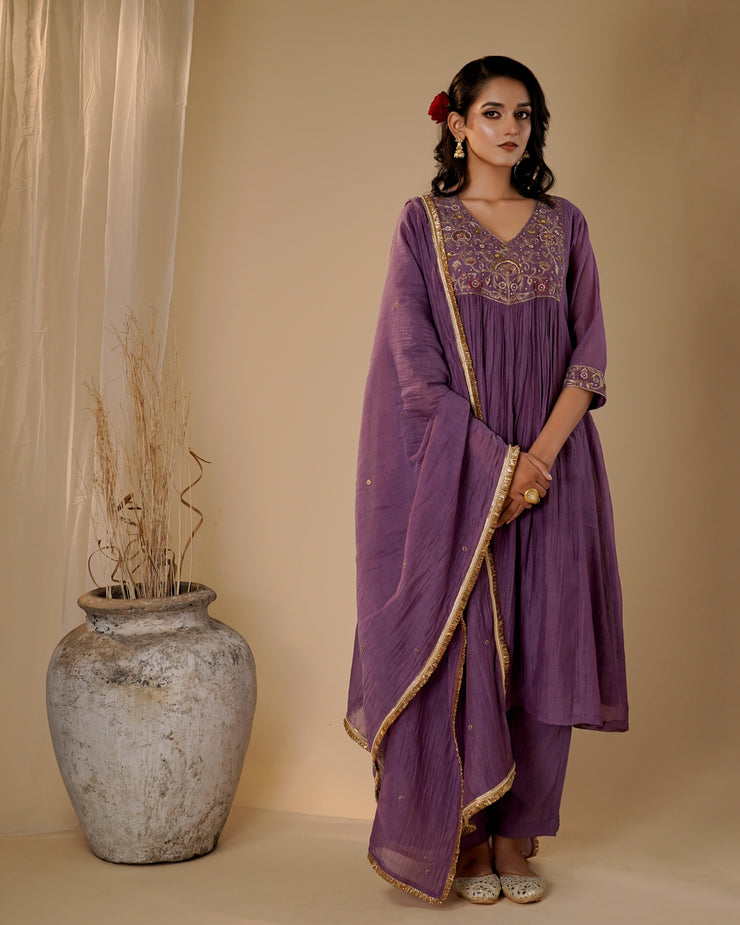 Lavender Yoke Kurta set