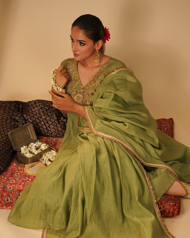 Soft Green Yoke Kurta Set