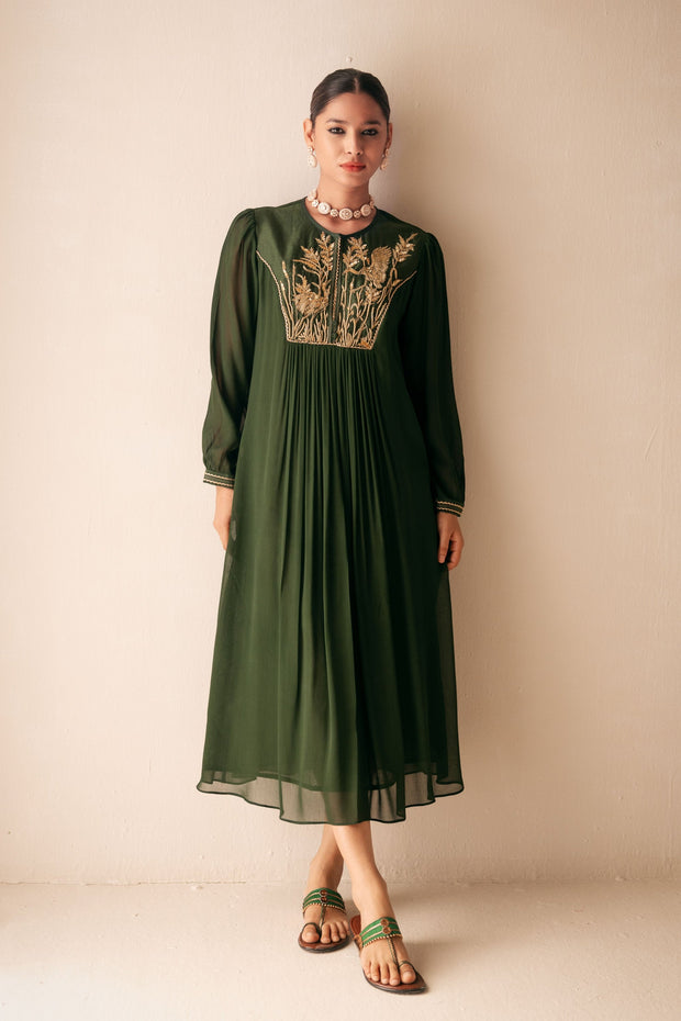 Green Embroidery Dress