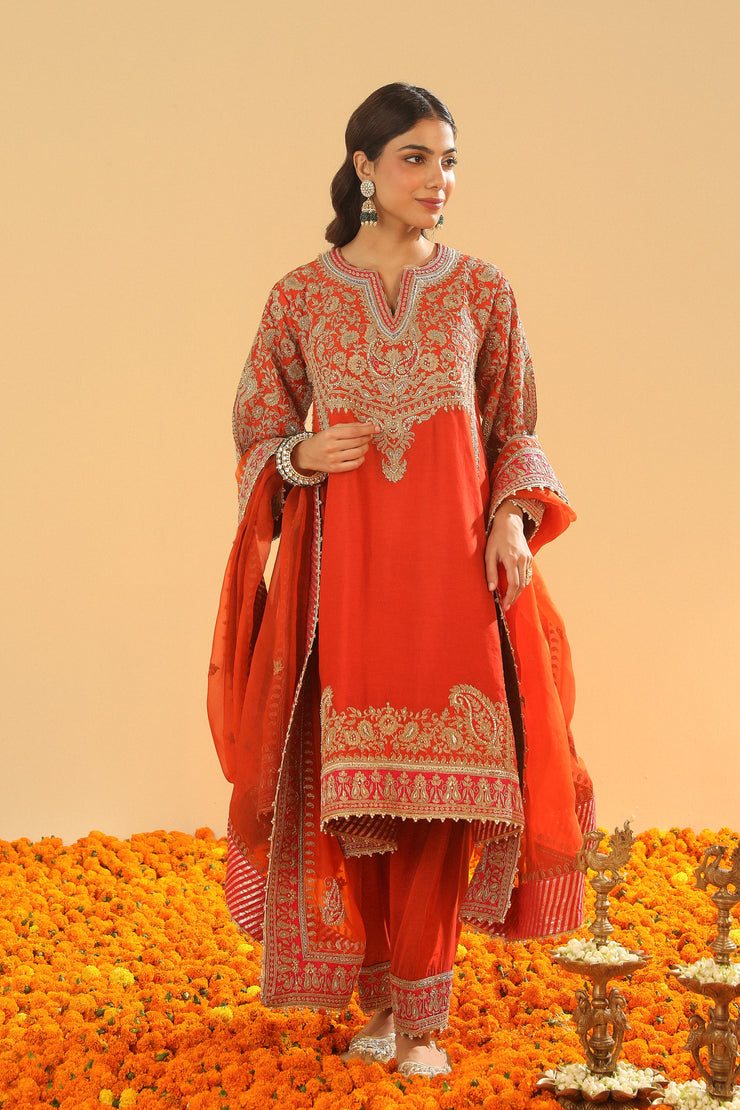 Short Chauga with Khada Dupatta