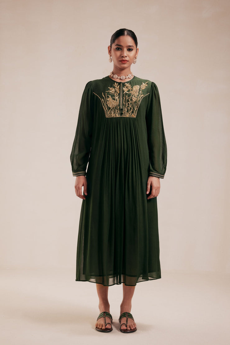 Green Embroidery Dress