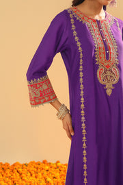 Long A-line Kurta with Palazzo and Dupatta