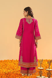 Long A-line Kurta with Palazzo and Dupatta