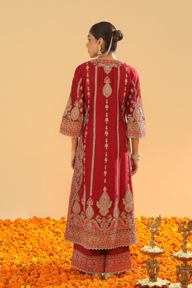 A-Line Kurta with Palazzo and Dupatta