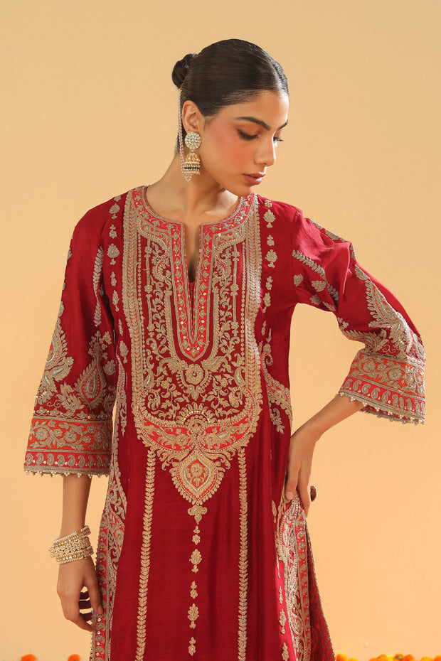 A-Line Kurta with Palazzo and Dupatta