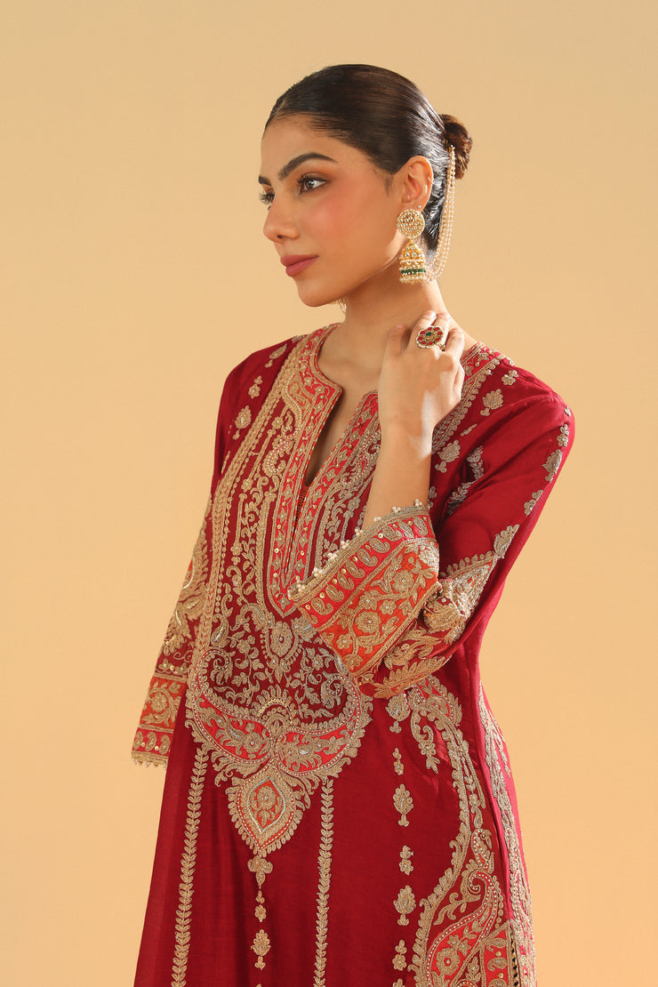 A-Line Kurta with Palazzo and Dupatta