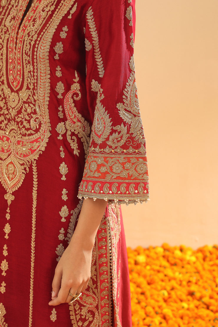 A-Line Kurta with Palazzo and Dupatta