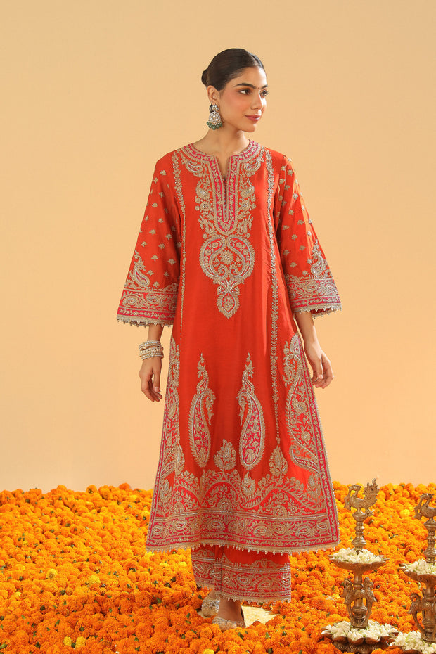 A-Line Kurta with Palazzo and Dupatta