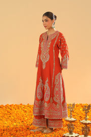 A-Line Kurta with Palazzo and Dupatta