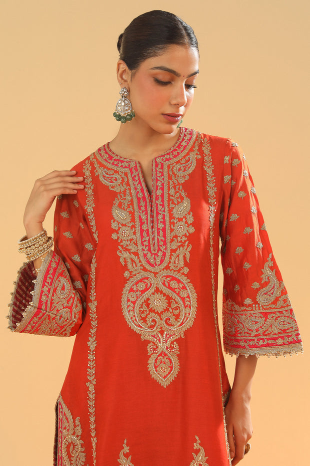 A-Line Kurta with Palazzo and Dupatta