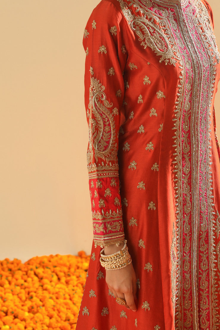 Long A-line Jacket with Pant and Dupatta