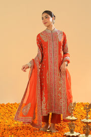 Long A-line Jacket with Pant and Dupatta